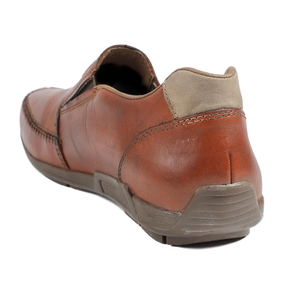 Rieker Leather Elasticated Slip On Shoes - RKR43018 / 328 827 - Tan - Image 4
