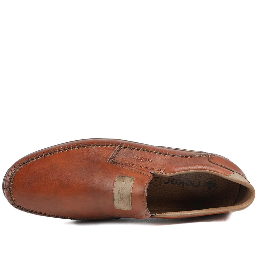 Rieker Leather Elasticated Slip On Shoes - RKR43018 / 328 827 - Tan - Image 5