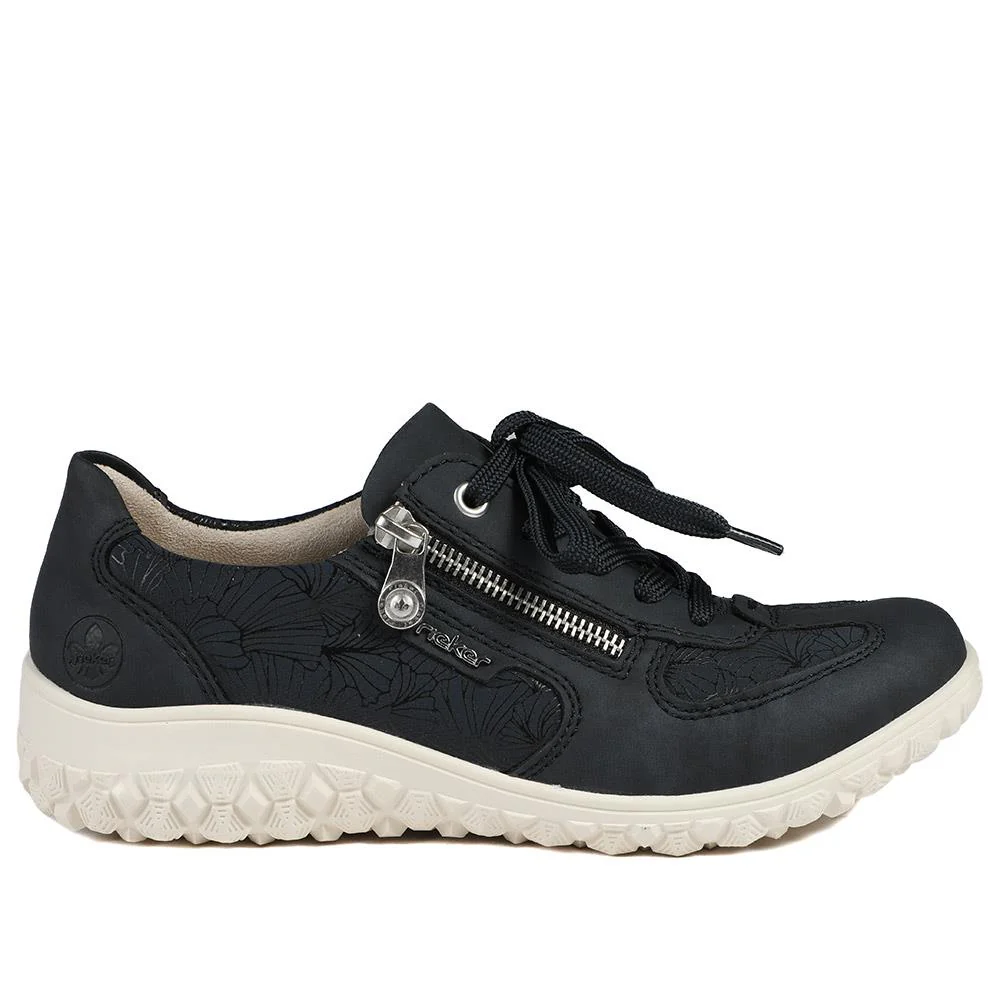 Rieker Extra Wide Lace & Zip Fasten Trainers - RKR43544 / 328 777 - Navy - Image 3