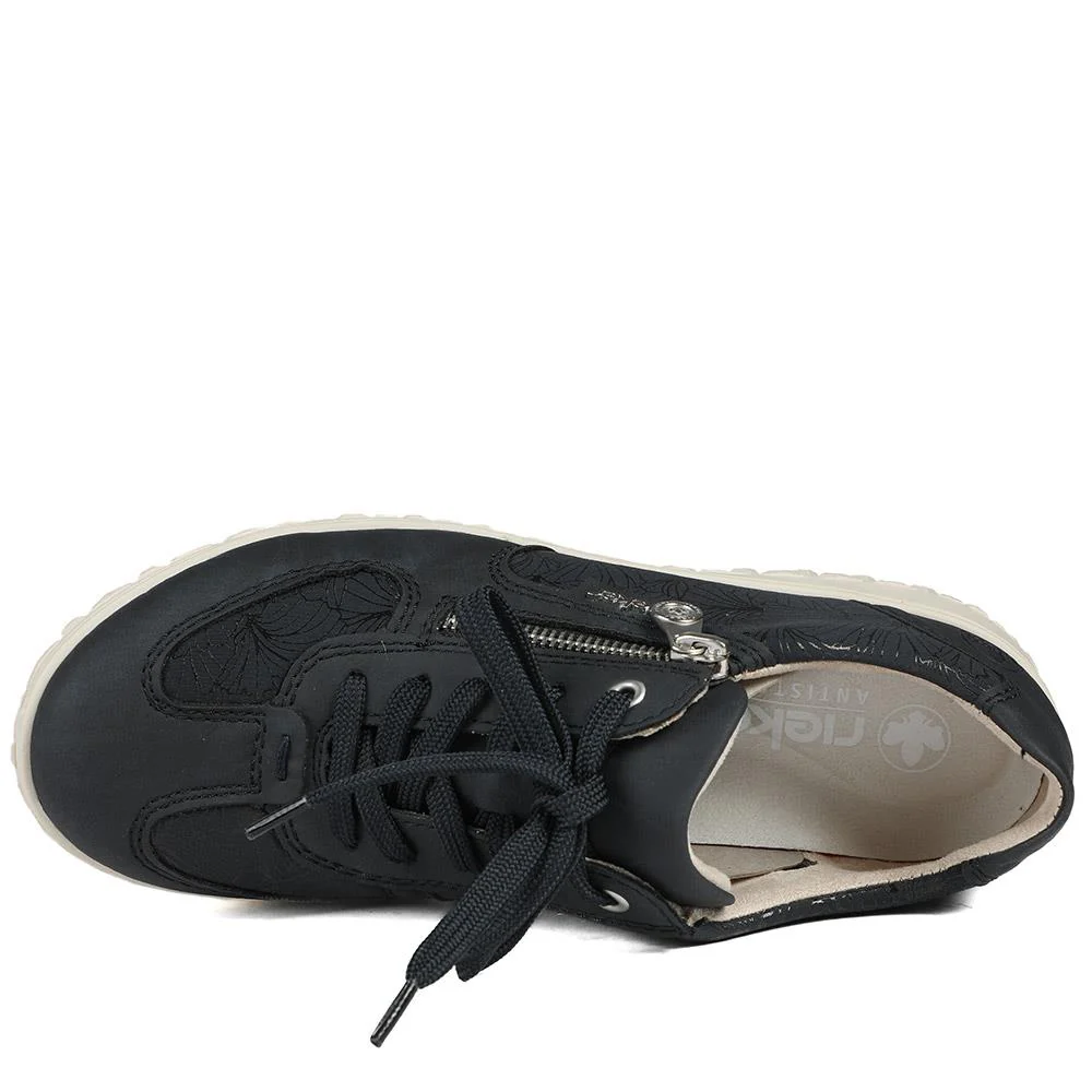 Rieker Extra Wide Lace & Zip Fasten Trainers - RKR43544 / 328 777 - Navy - Image 5