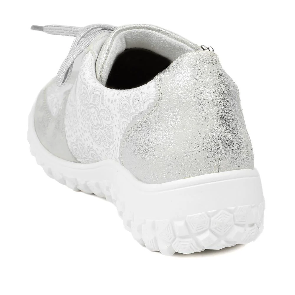Rieker Extra Wide Lace & Zip Fasten Trainers - RKR43544 / 328 777 - Silver - Image 4