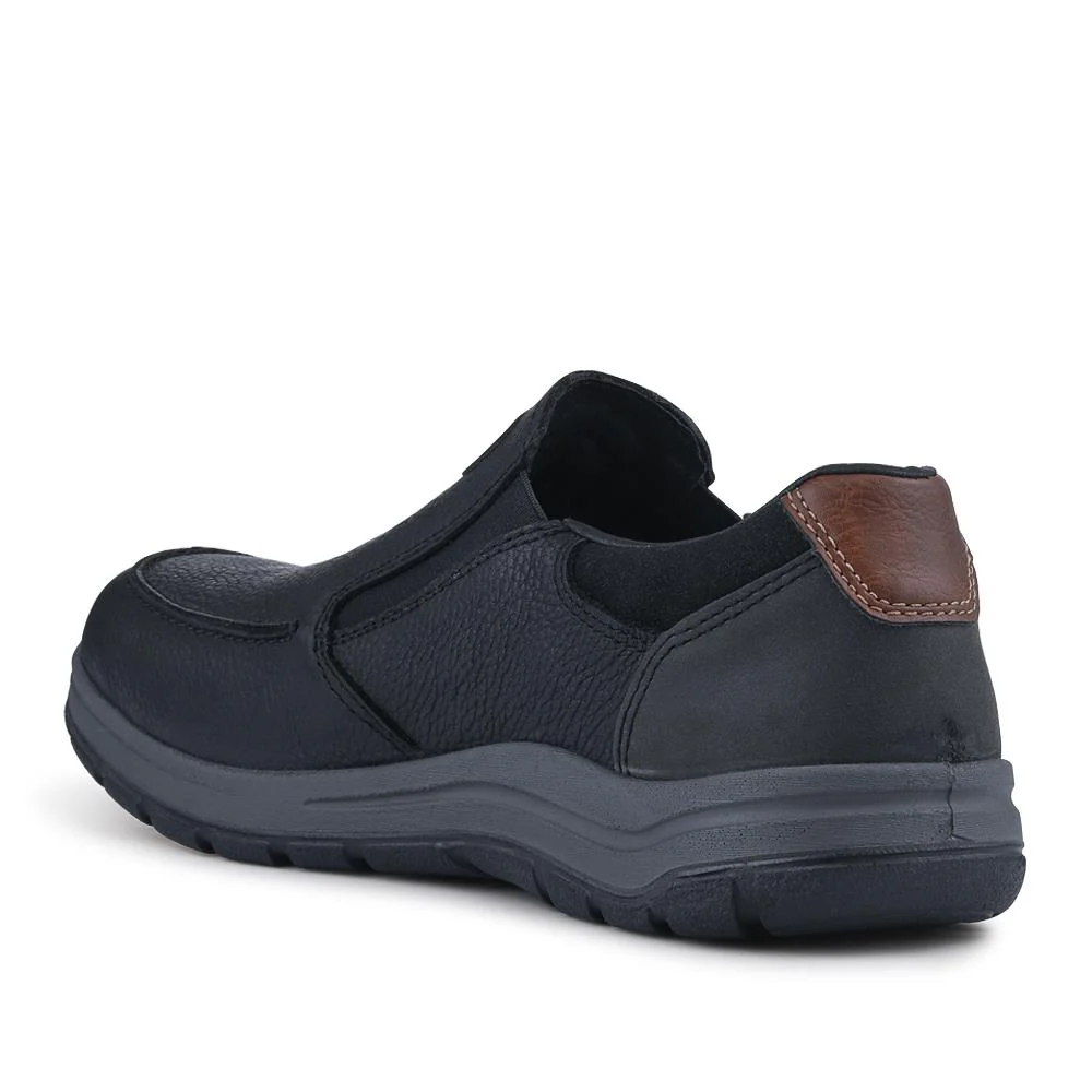 Rieker Extra-Wide Leather Slip-On Shoes - RKR42515 / 327 829 - Black - Image 3