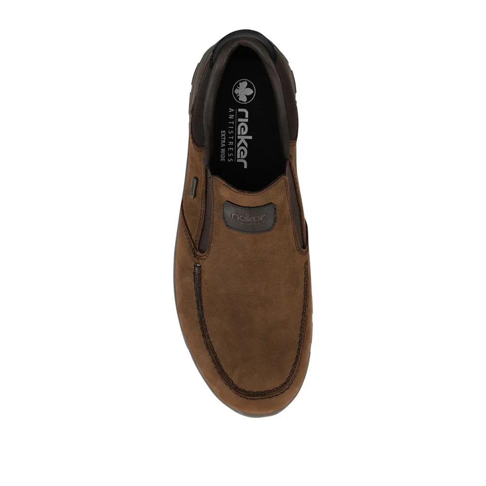 Rieker Extra-Wide Leather Slip-On Shoes - RKR42515 / 327 829 - Brown - Image 4