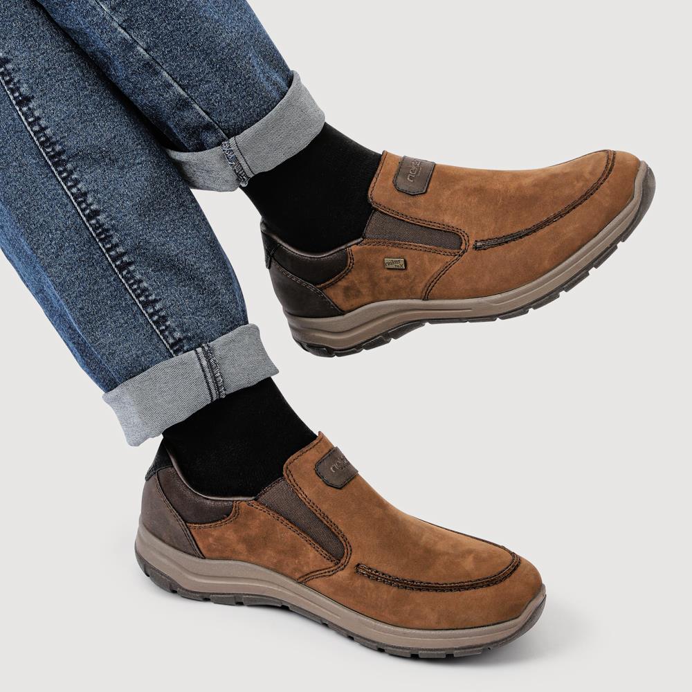 Rieker Extra-Wide Leather Slip-On Shoes - RKR42515 / 327 829 - Brown - Image 5