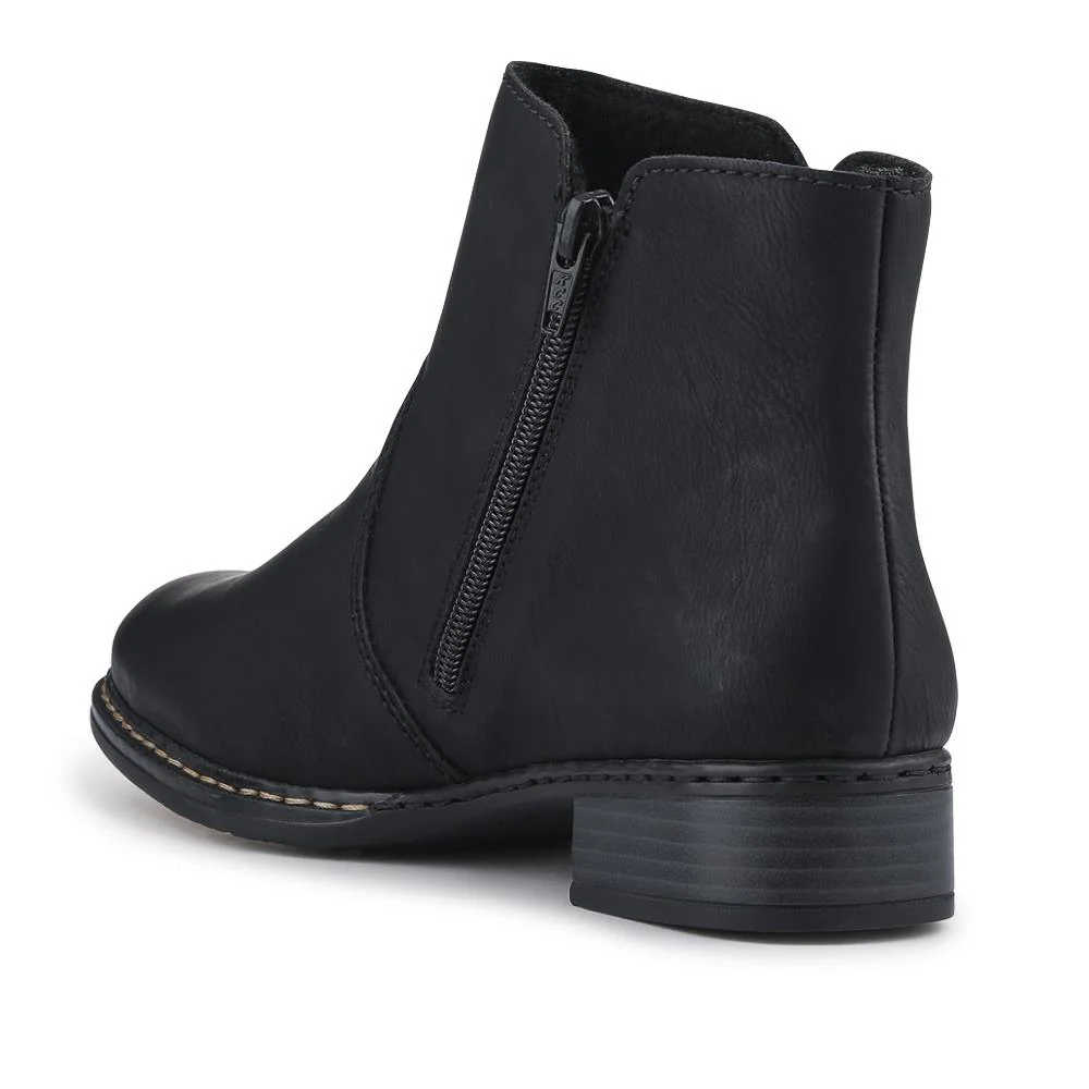 Rieker Flat-Heeled Ankle Boots - RKR42510 / 327 796 - Black - Image 3
