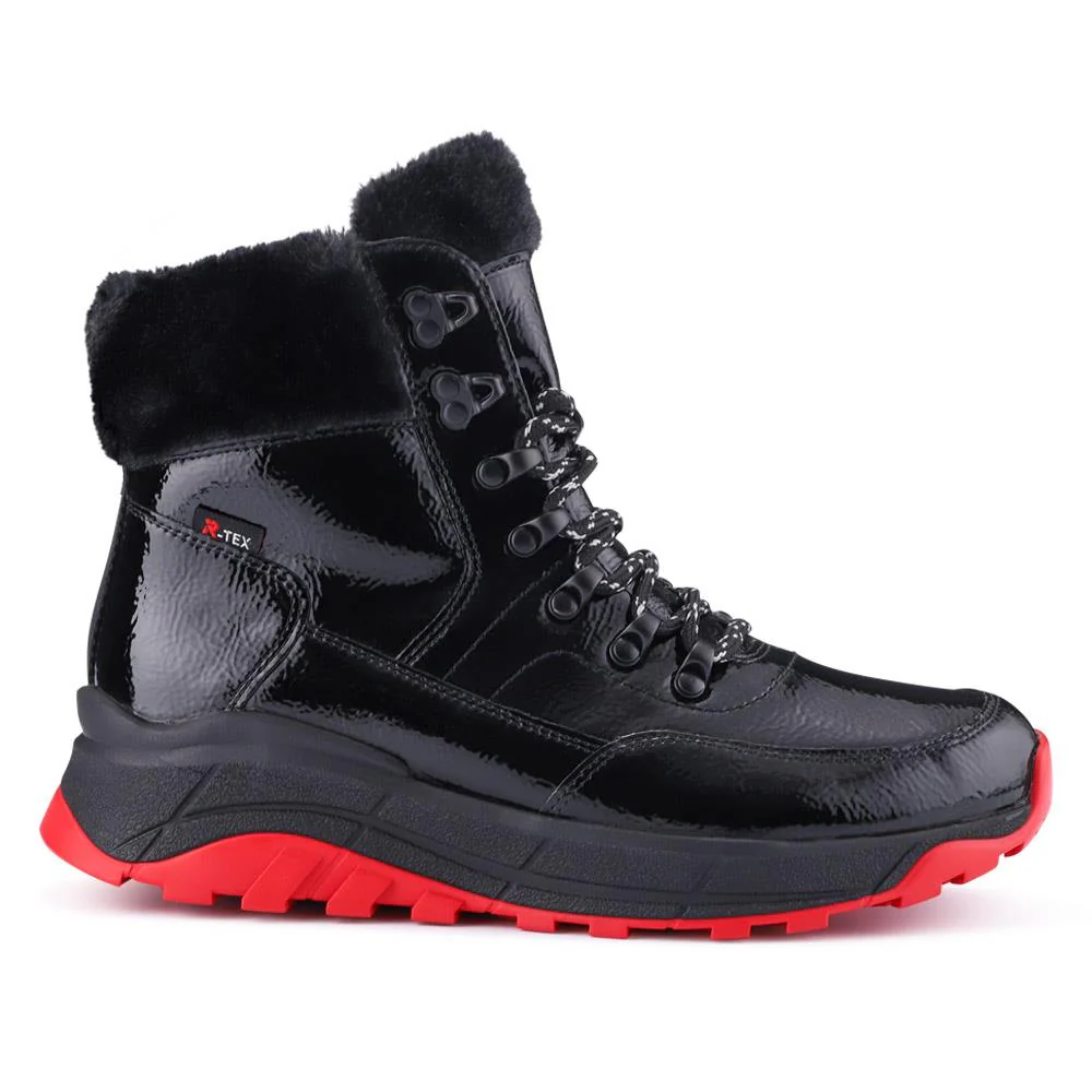 Rieker Fleece-Lined Hiker Boots - RKR38505 / 324 065 - Black-Red - Image 2