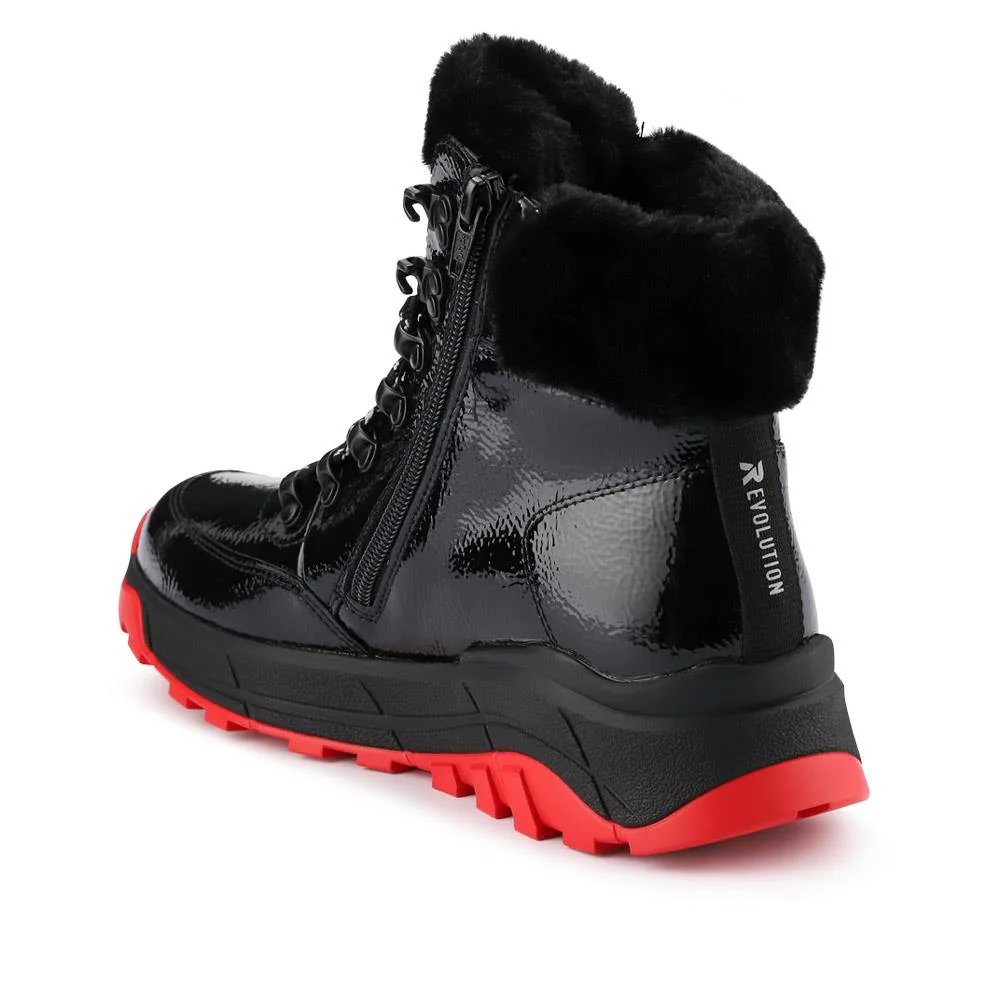 Rieker Fleece-Lined Hiker Boots - RKR38505 / 324 065 - Black-Red - Image 3