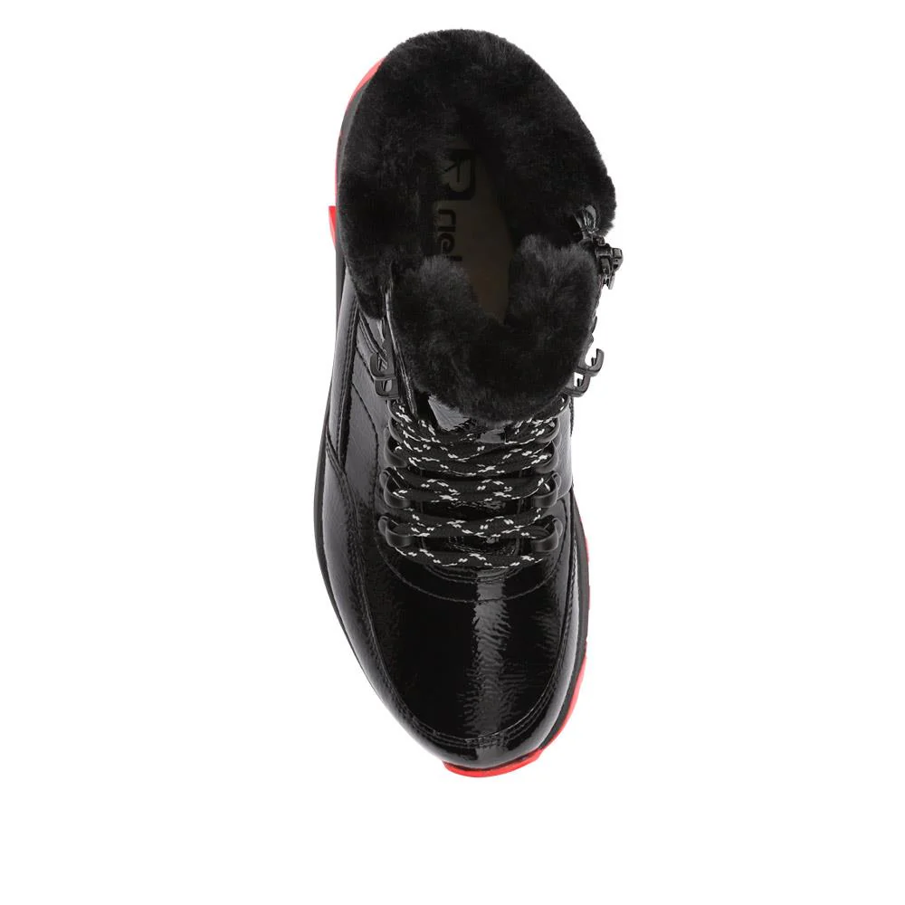 Rieker Fleece-Lined Hiker Boots - RKR38505 / 324 065 - Black-Red - Image 4
