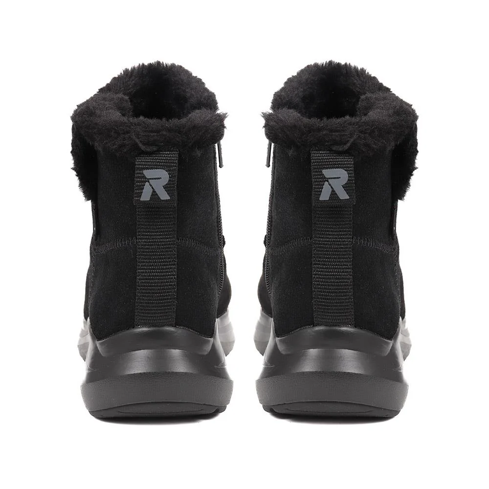 Rieker Fleece-Lined Pull-On Ankle Boots - RKR38504 / 324 064 - Black - Image 3