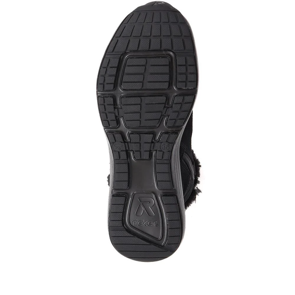 Rieker Fleece-Lined Pull-On Ankle Boots - RKR38504 / 324 064 - Black - Image 4