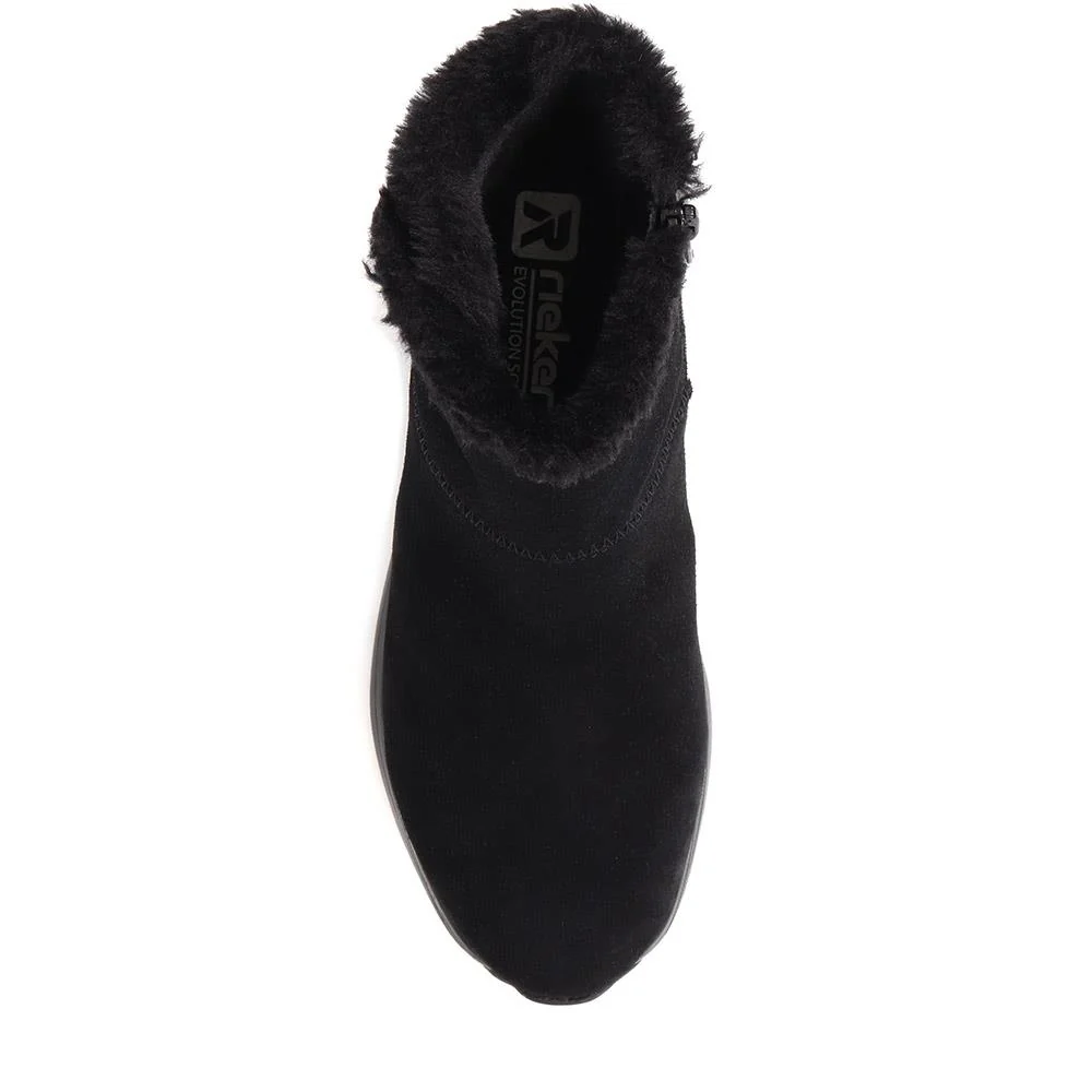 Rieker Fleece-Lined Pull-On Ankle Boots - RKR38504 / 324 064 - Black - Image 5