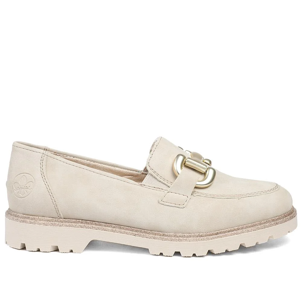Rieker Grip Sole Buckle Moccasins - RKR43521 / 328 764 - Beige - Image 3