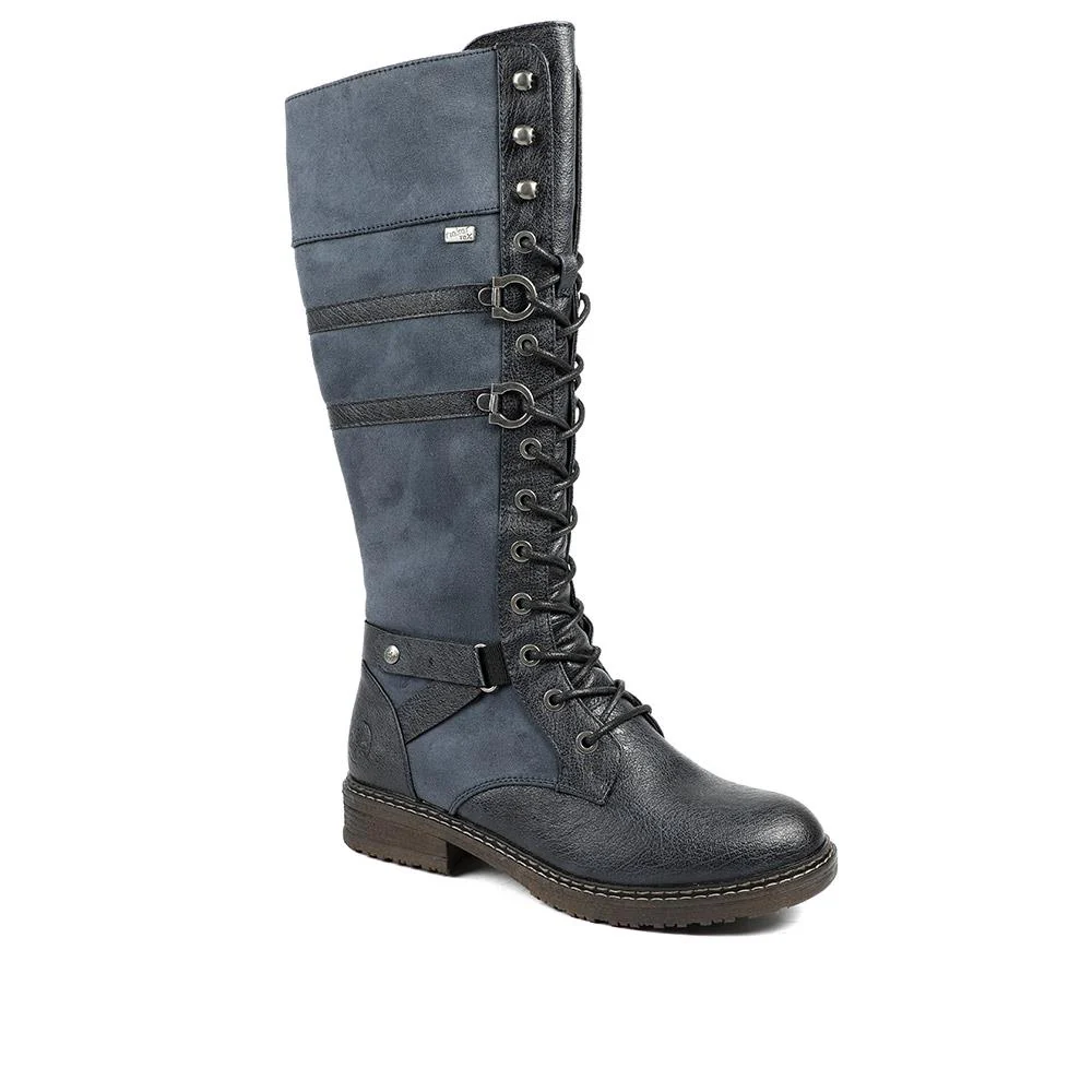 Rieker Lace & Zip Long Boots - RKR42547 / 328 187 - Blue