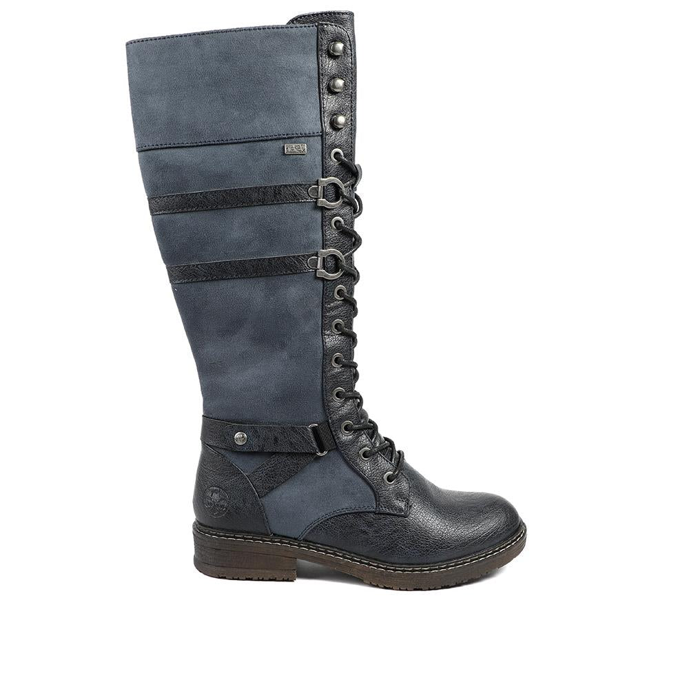 Rieker Lace & Zip Long Boots - RKR42547 / 328 187 - Blue - Image 2