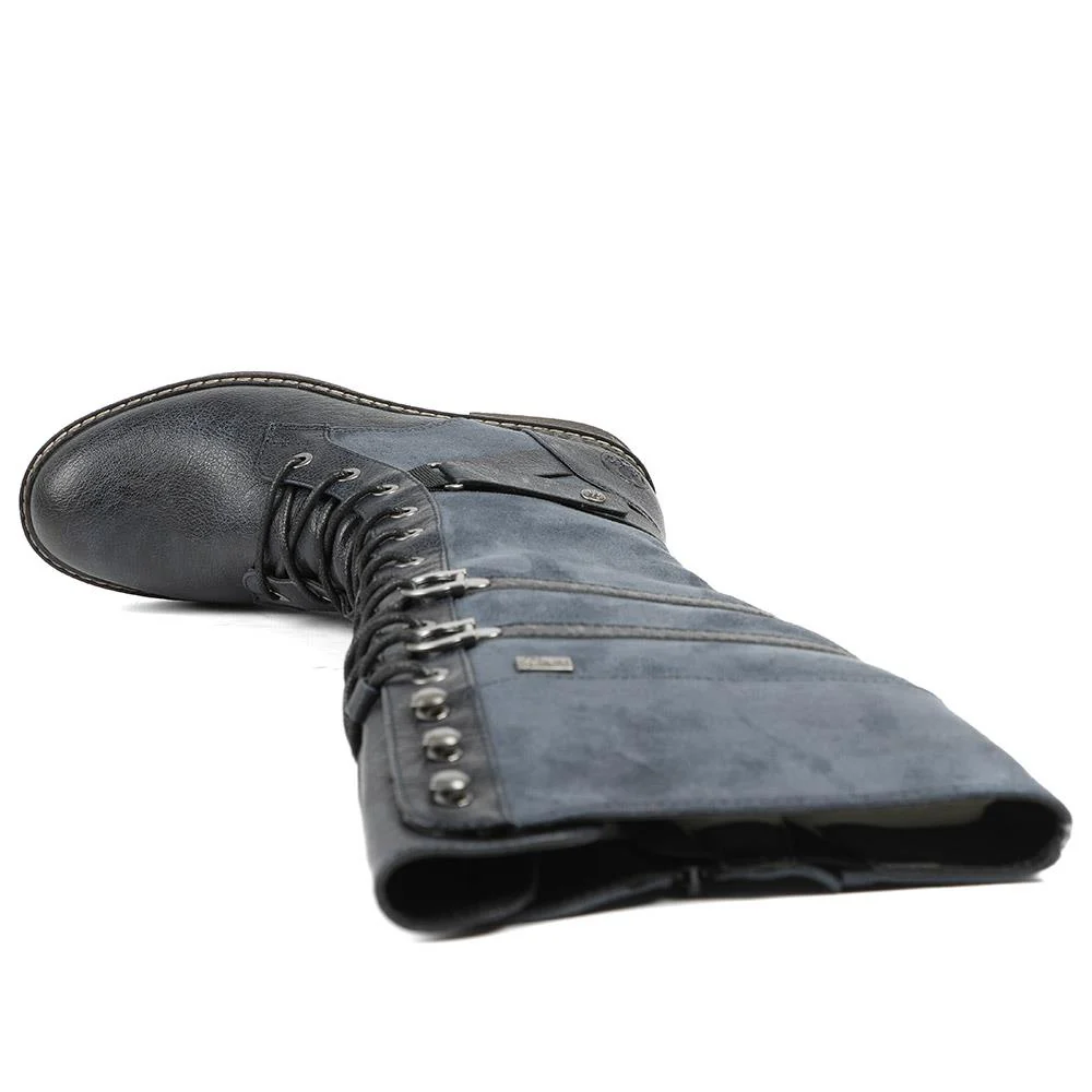 Rieker Lace & Zip Long Boots - RKR42547 / 328 187 - Blue - Image 4
