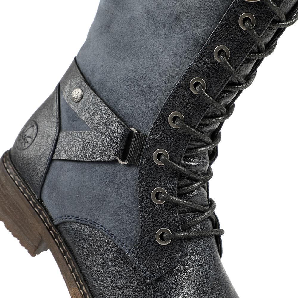 Rieker Lace & Zip Long Boots - RKR42547 / 328 187 - Blue - Image 5