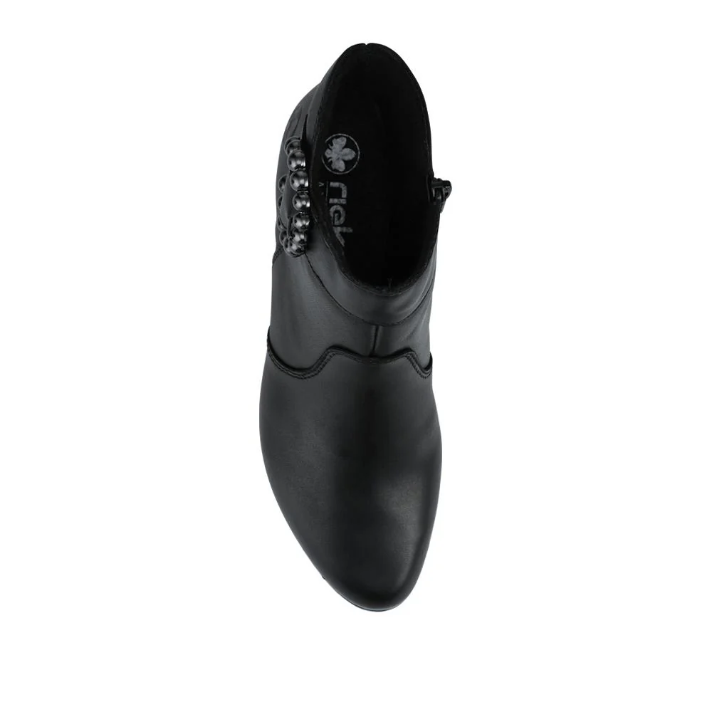 Rieker Leather Block Heel Ankle Boots - RKR42535 / 327 698 - Black - Image 4