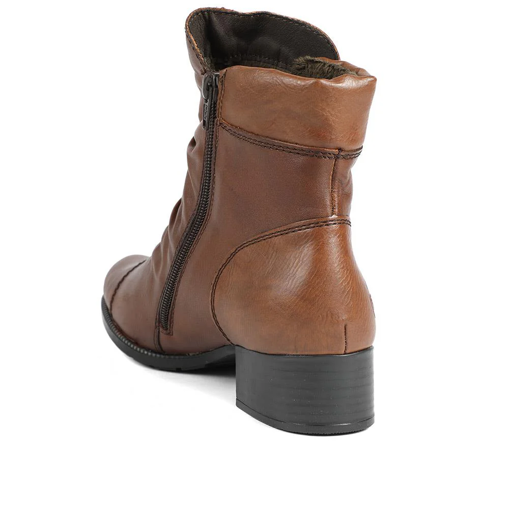 Rieker Leather Buttoned Ankle Boots - RKR42549 / 328 203 - Brown - Image 3