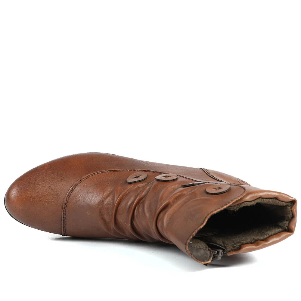 Rieker Leather Buttoned Ankle Boots - RKR42549 / 328 203 - Brown - Image 4