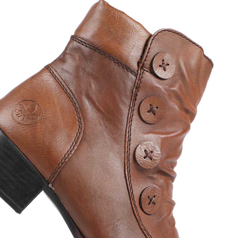 Rieker Leather Buttoned Ankle Boots - RKR42549 / 328 203 - Brown - Image 5