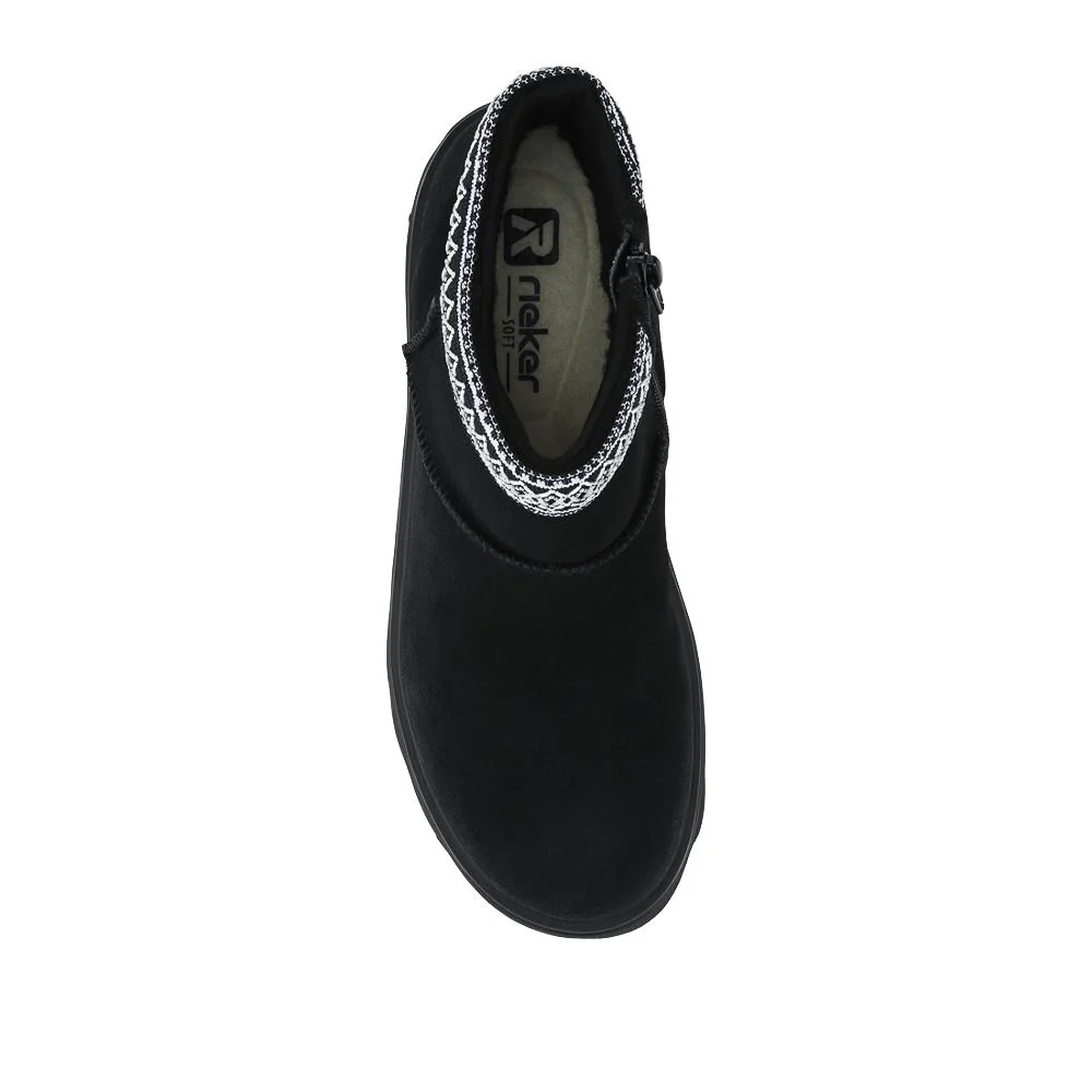 Rieker Leather Cushioned Shoes - RKR42557 / 328 201 - Black - Image 4