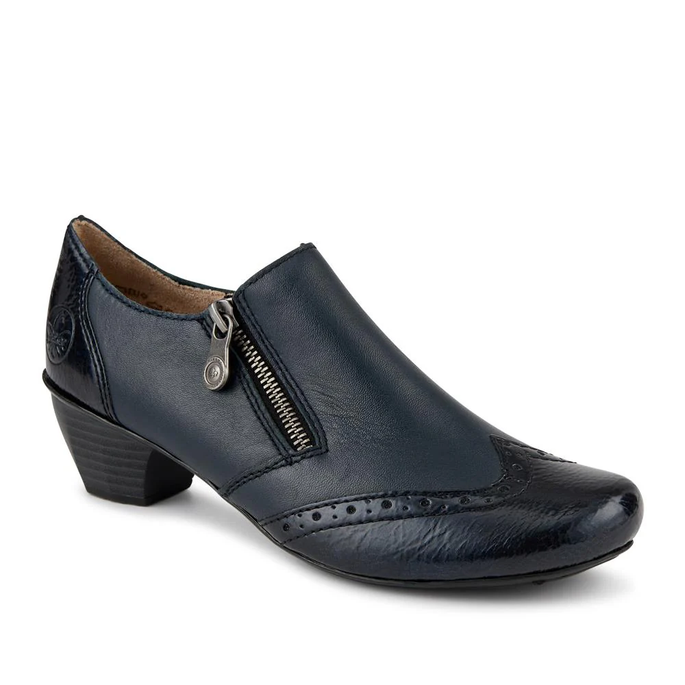 Rieker Leather Heeled Slip-On Shoes - RKR42522 / 327 688 - Navy
