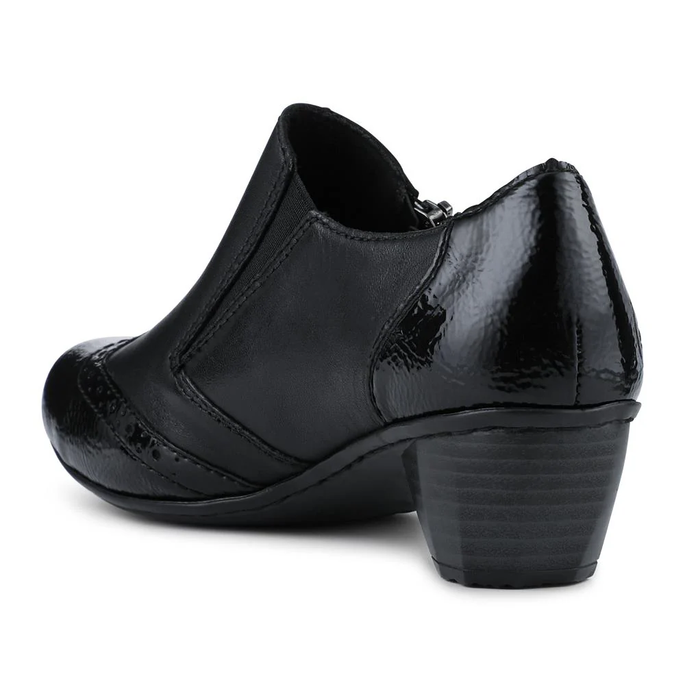 Rieker Leather Heeled Slip-On Shoes - RKR42522 / 327 688 - Black - Image 3