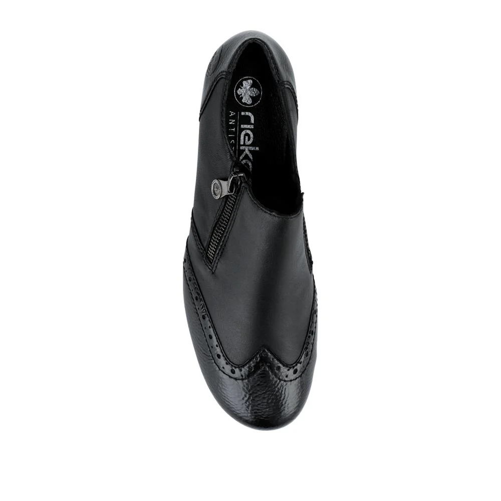 Rieker Leather Heeled Slip-On Shoes - RKR42522 / 327 688 - Black - Image 4