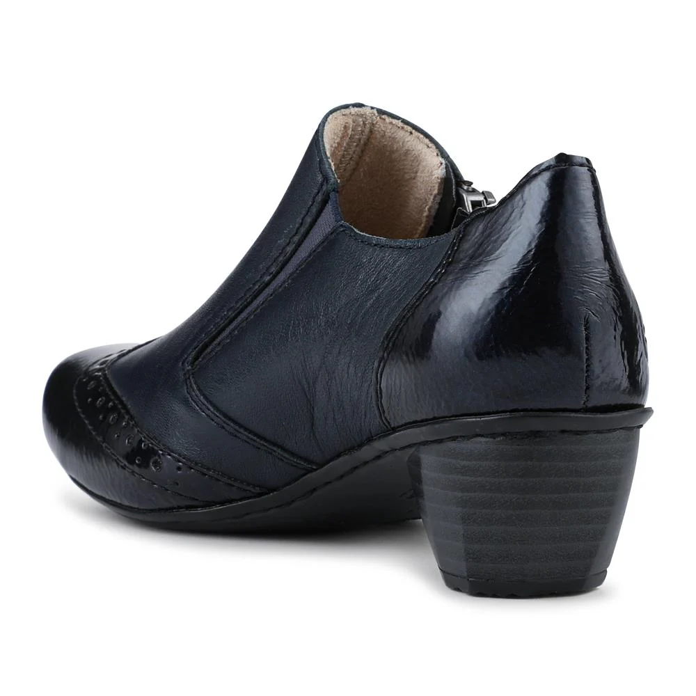 Rieker Leather Heeled Slip-On Shoes - RKR42522 / 327 688 - Navy - Image 3