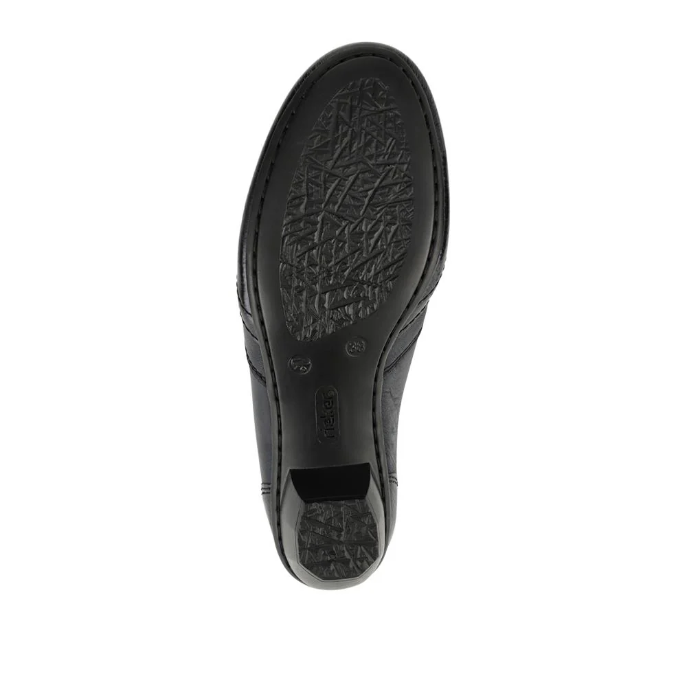 Rieker Leather Heeled Slip-On Shoes - RKR42522 / 327 688 - Navy - Image 5