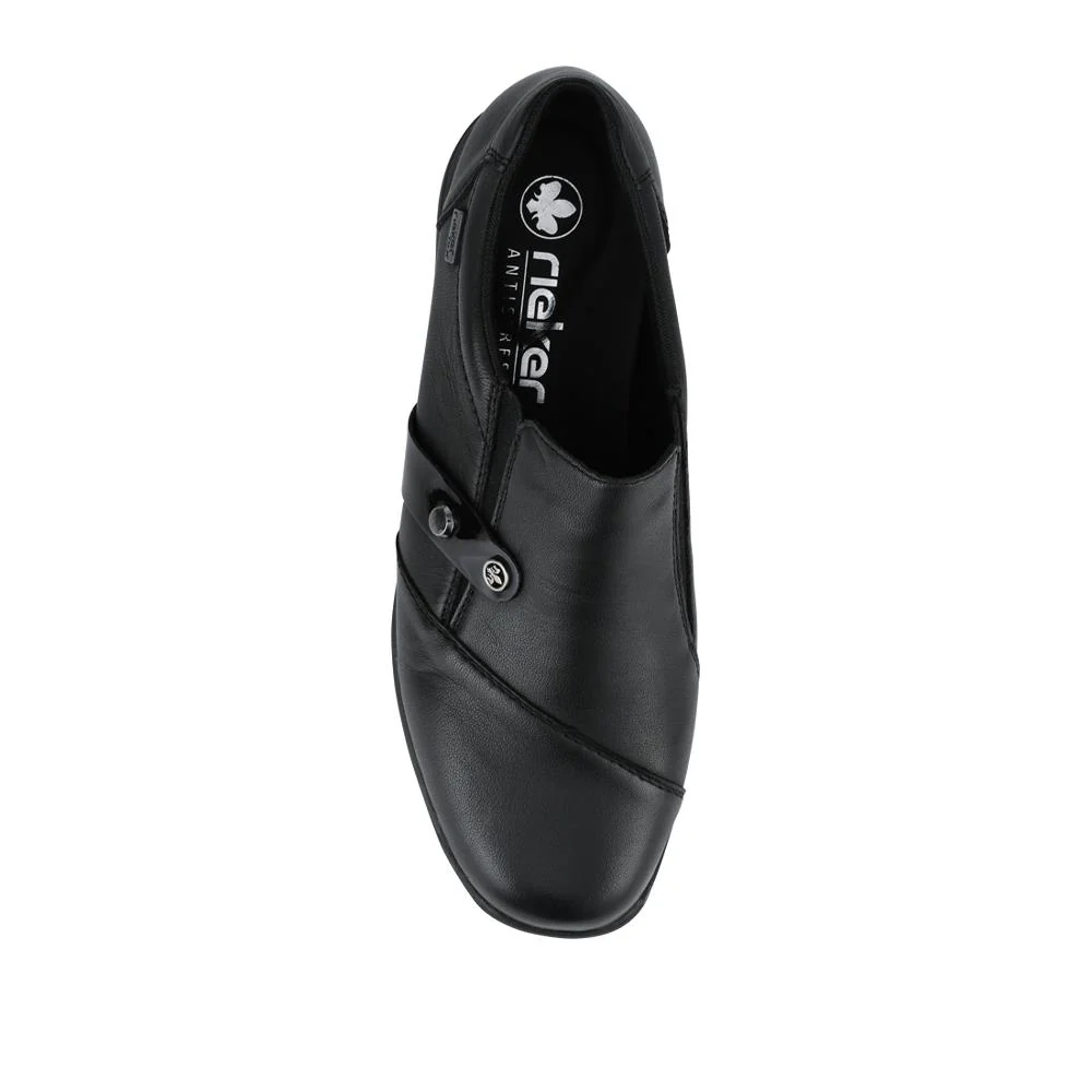 Rieker Leather Slip-On Shoes - RKR42508 / 327 794 - Black - Image 4