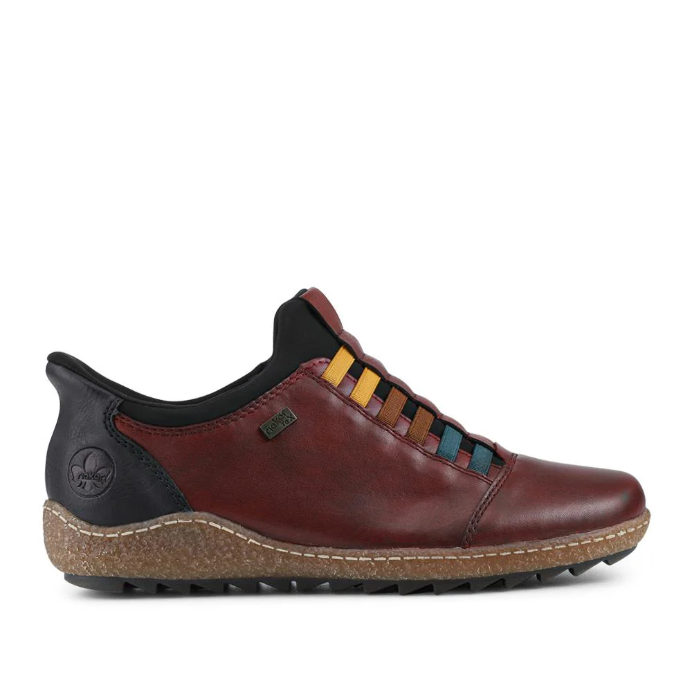 Rieker Leather Slip On Trainers - RKR42532 / 327 699 - Burgundy - Image 2