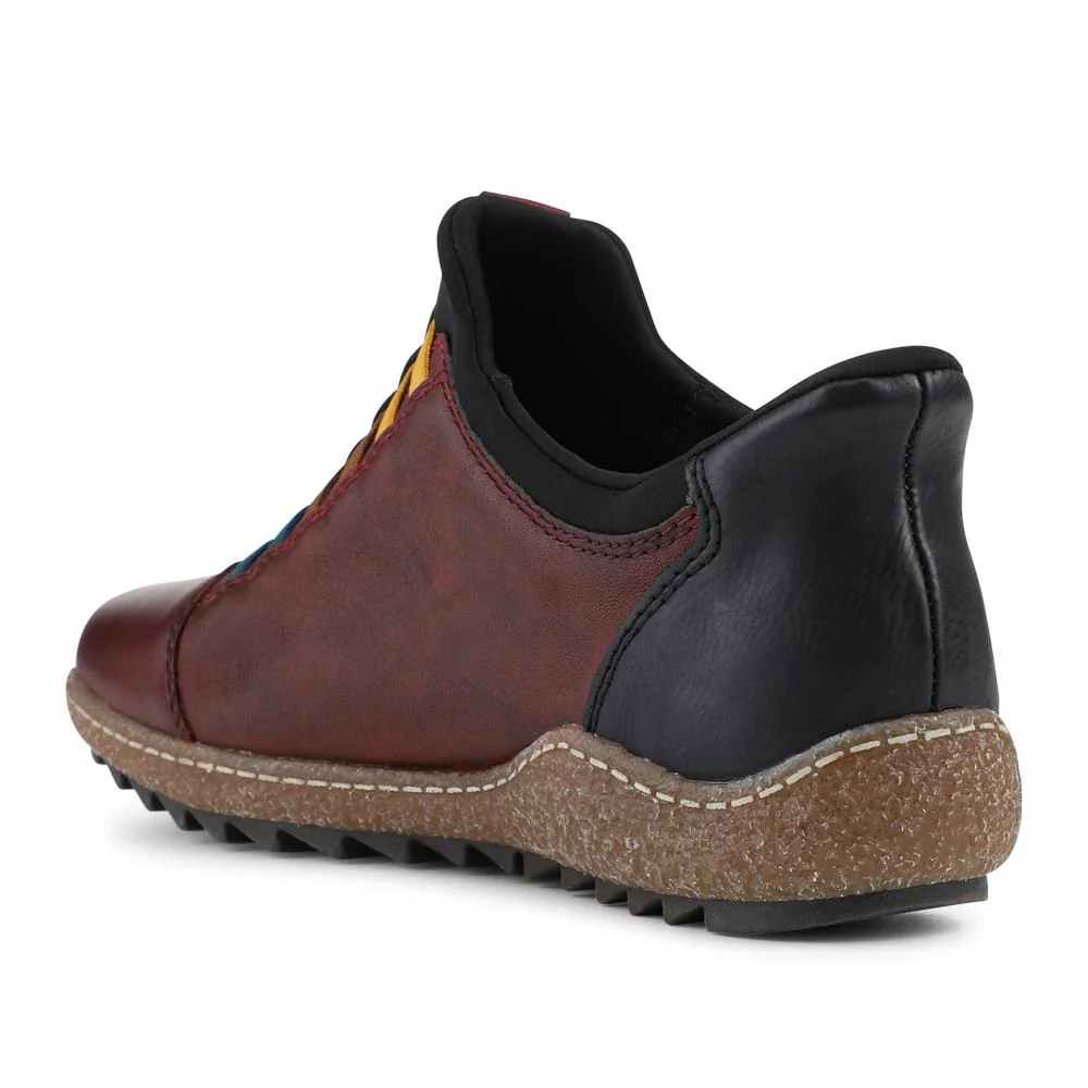 Rieker Leather Slip On Trainers - RKR42532 / 327 699 - Burgundy - Image 3
