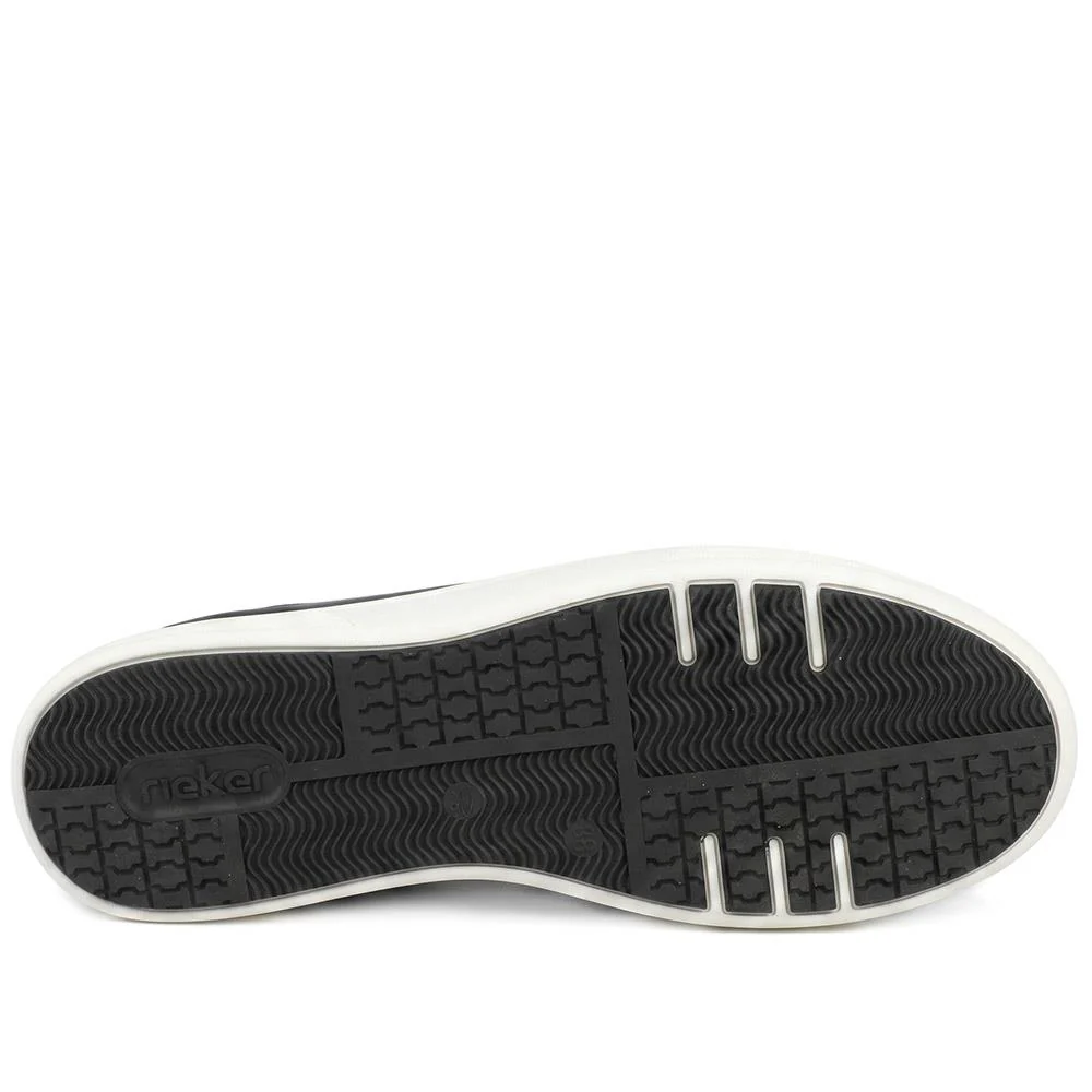 Rieker Leather Zip & Lace Platform Trainers - RKR43539 / 328 768 - Black - Image 5
