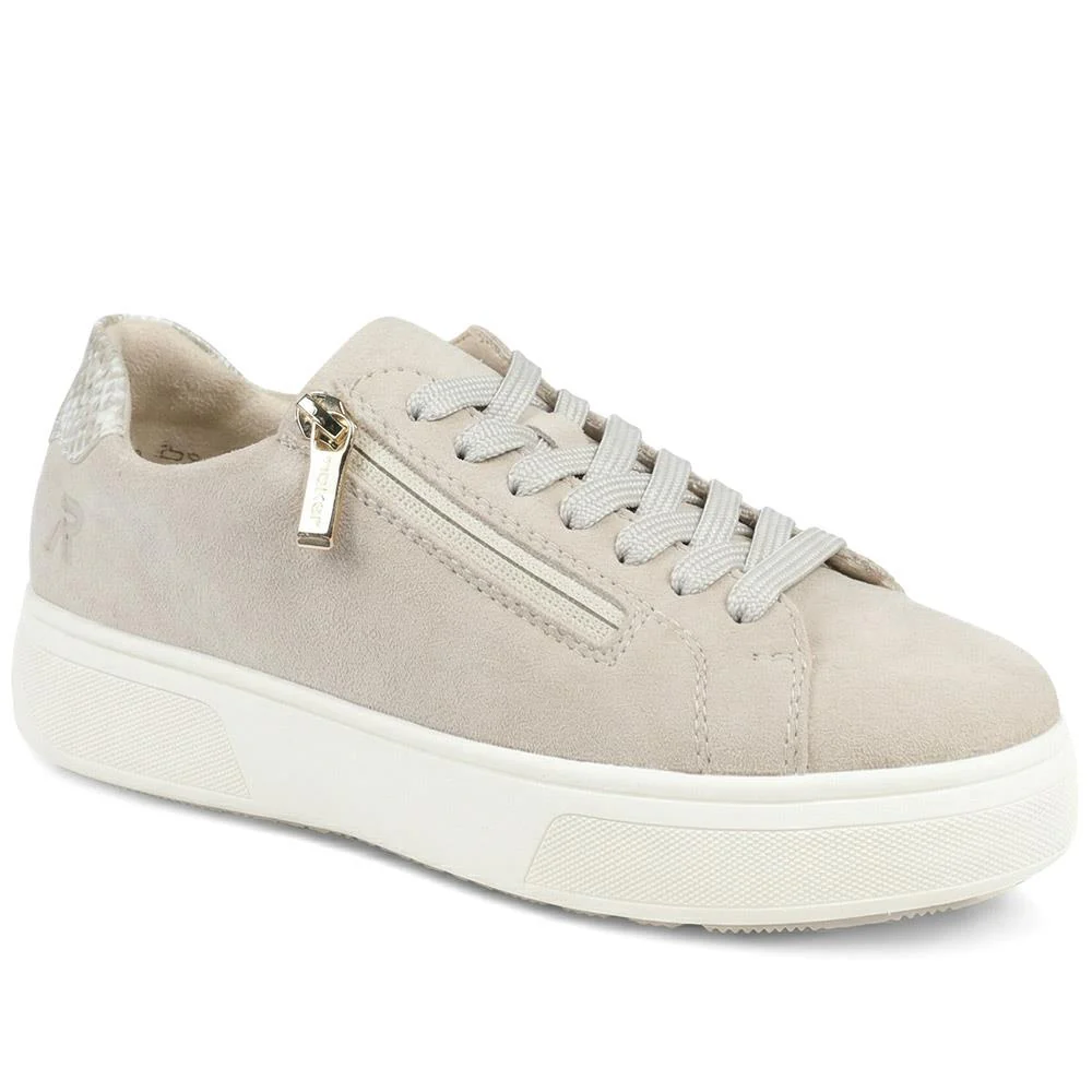Rieker Leather Zip & Lace Platform Trainers - RKR43539 / 328 768