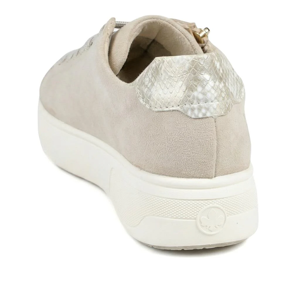Rieker Leather Zip & Lace Platform Trainers - RKR43539 / 328 768 - Grey - Image 3