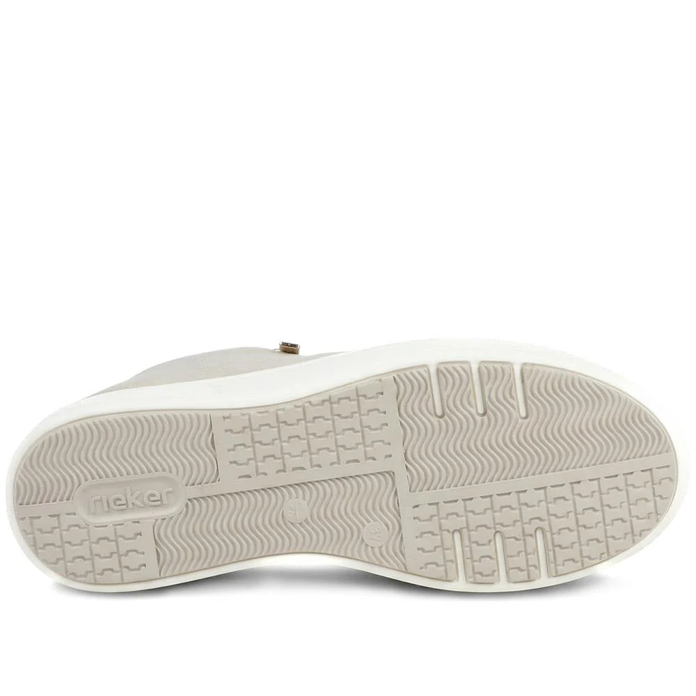 Rieker Leather Zip & Lace Platform Trainers - RKR43539 / 328 768 - Grey - Image 5