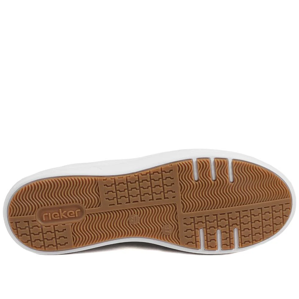 Rieker Leather Zip & Lace Platform Trainers - RKR43539 / 328 768 - White - Image 5
