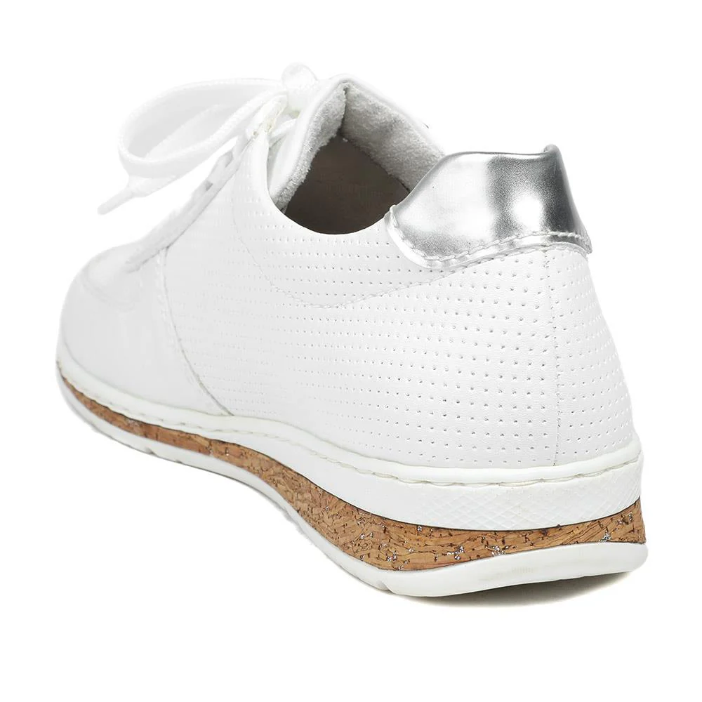 Rieker Leather Zip & Lace Trainers - RKR43006 / 328 905 - White - Image 4