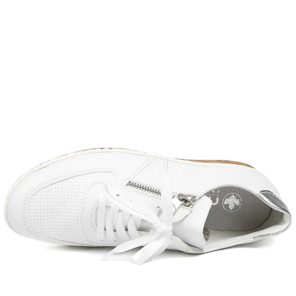 Rieker Leather Zip & Lace Trainers - RKR43006 / 328 905 - White - Image 5