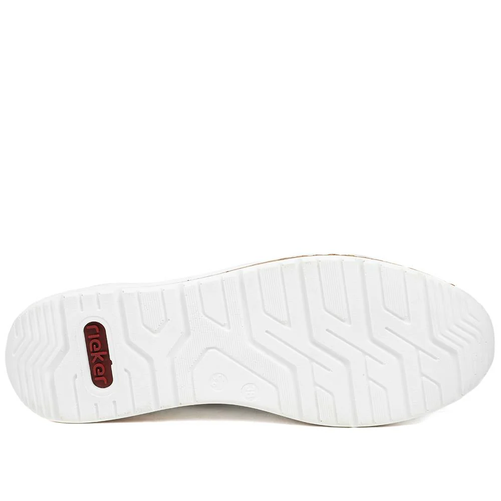 Rieker Leather Zip & Lace Trainers - RKR43006 / 328 905 - White - Image 6