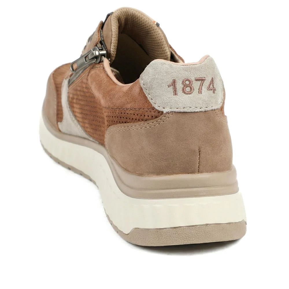 Rieker Leather Zip & Lace Trainers - RKR43512 / 328 771 - Brown - Image 3