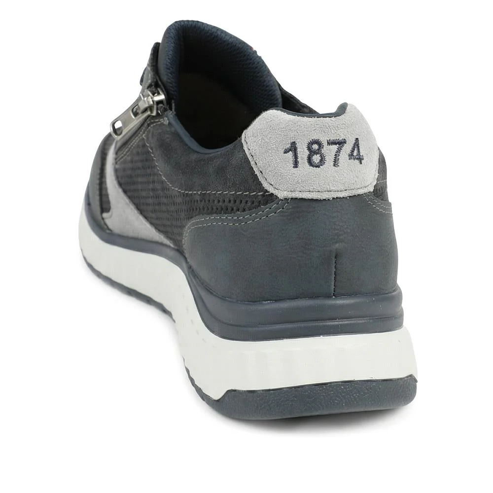 Rieker Leather Zip & Lace Trainers - RKR43512 / 328 771 - Navy - Image 3