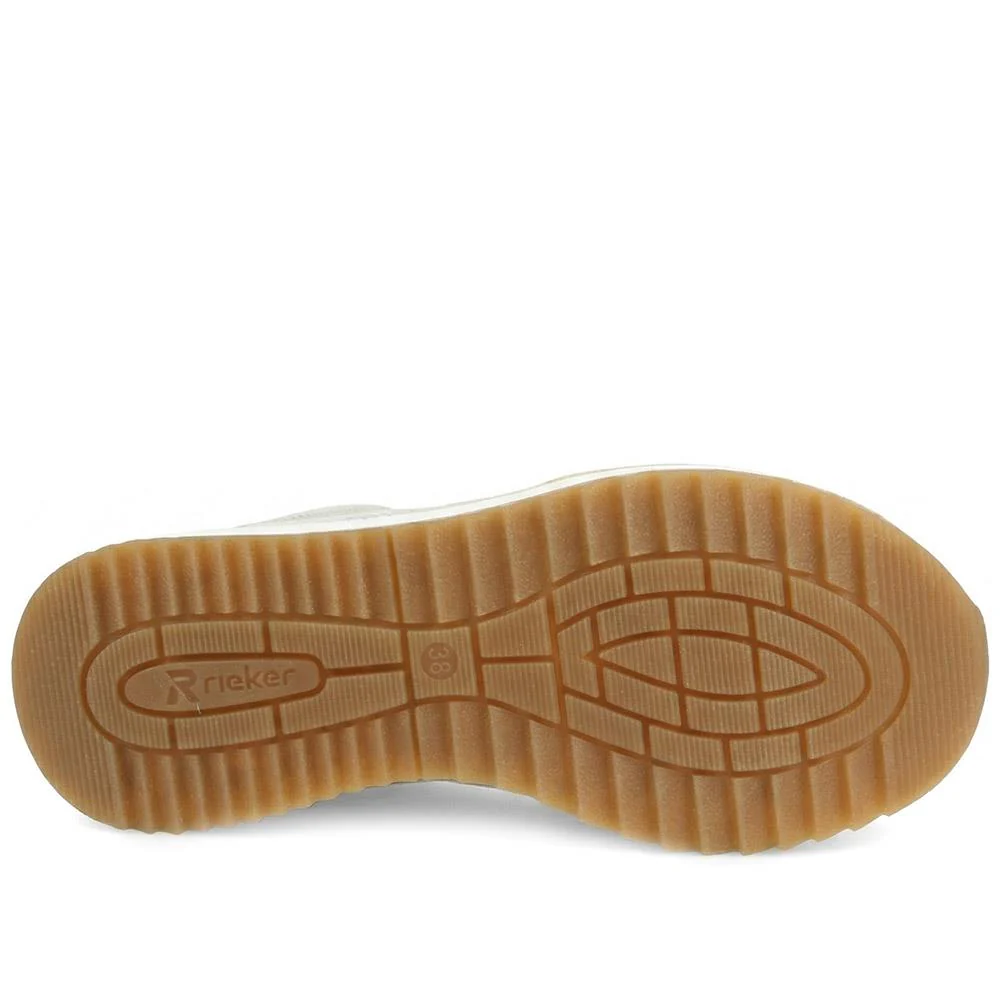 Rieker Leather Zip & Lace Trainers - RKR43524 / 328 765 - Beige - Image 5
