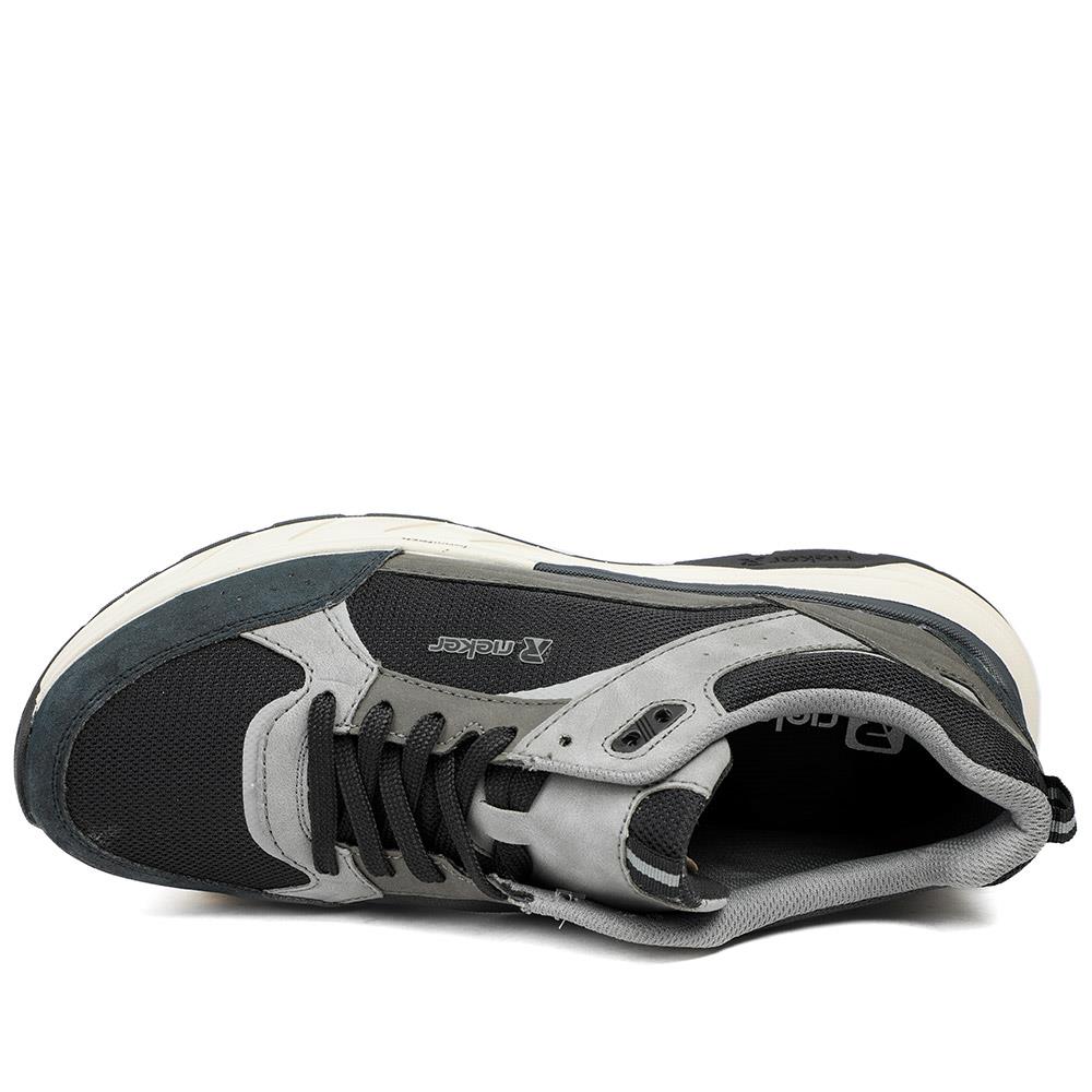 Rieker Low Top Lace Up Trainers - RKR43503 / 328 971 - Black-Grey - Image 5