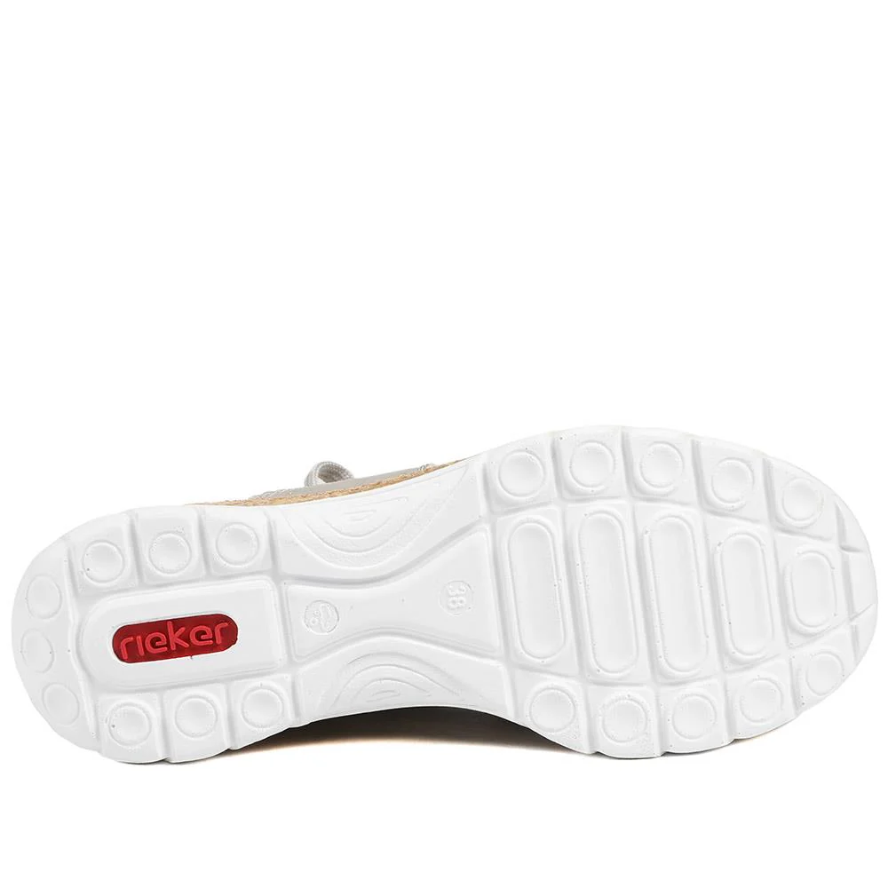 Rieker Memory Foam Zip & Lace Shoes - RKR43589 / 329 539 - Beige - Image 6