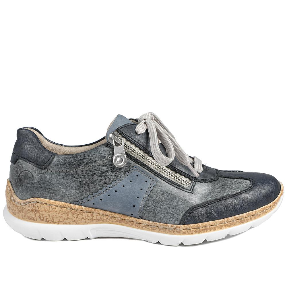 Rieker Memory Foam Zip & Lace Shoes - RKR43589 / 329 539 - Navy - Image 3