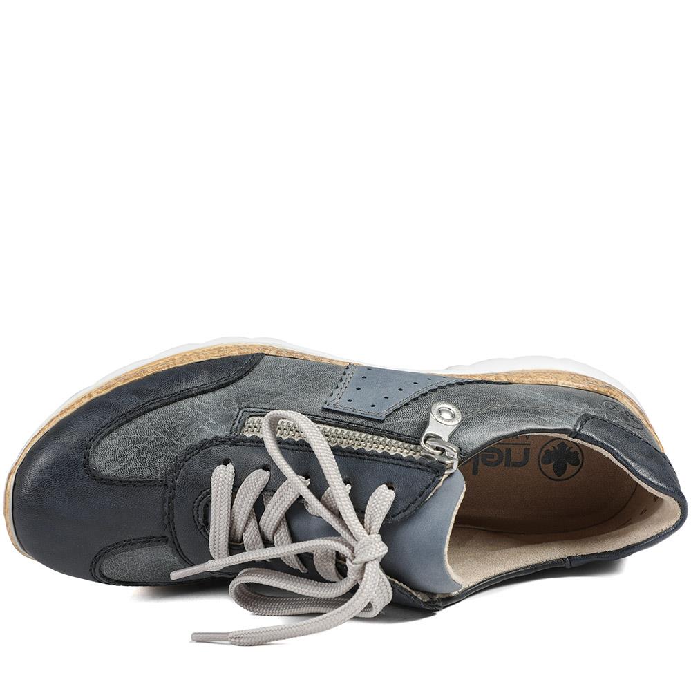 Rieker Memory Foam Zip & Lace Shoes - RKR43589 / 329 539 - Navy - Image 4