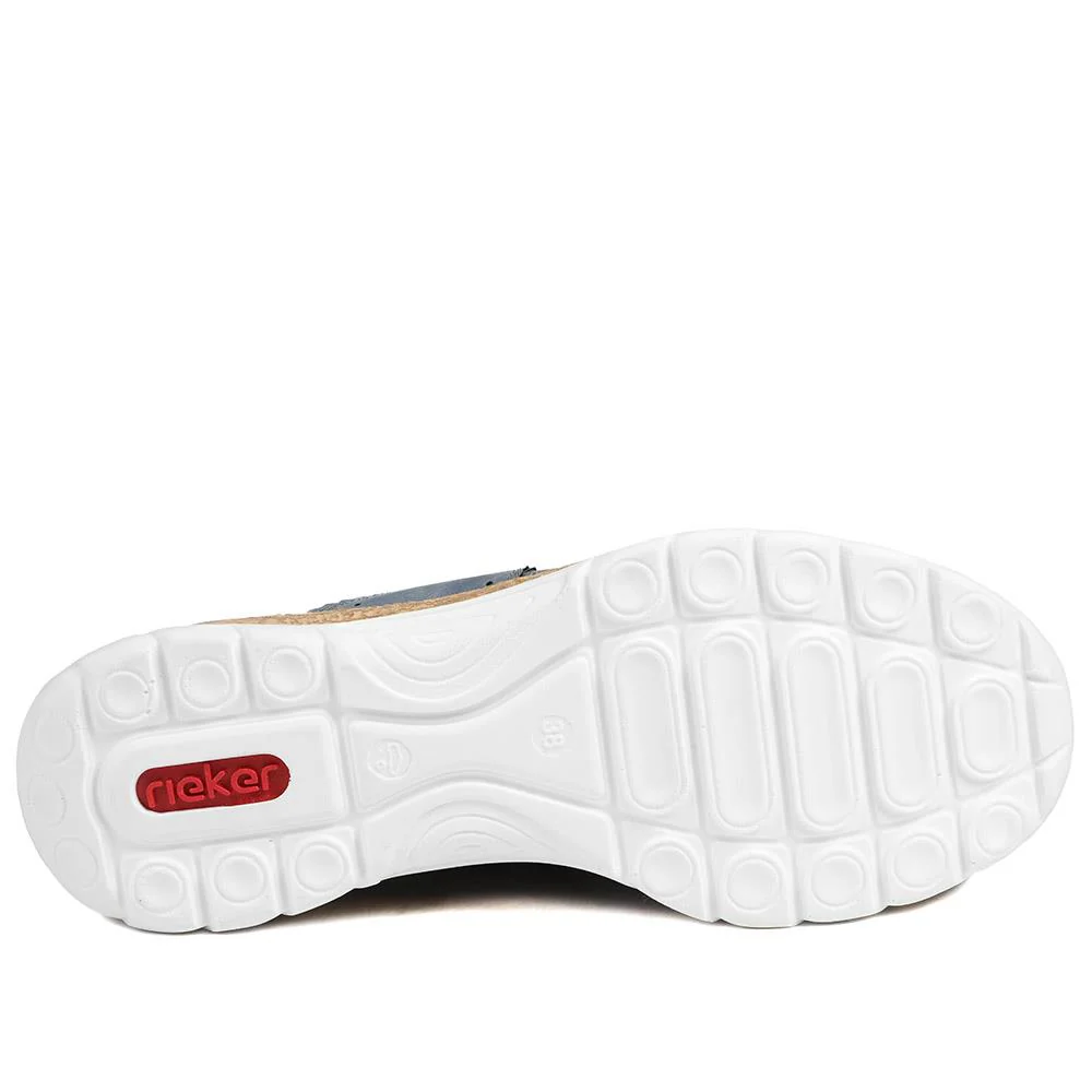 Rieker Memory Foam Zip & Lace Shoes - RKR43589 / 329 539 - Navy - Image 6
