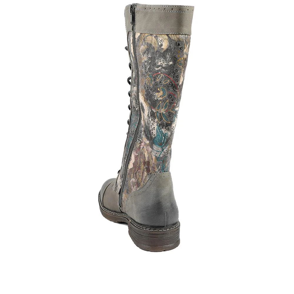 Rieker Multi Zip Calf Length Boots - RKR42021 / 329 478 - Grey - Image 4